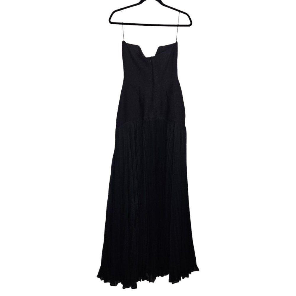 Alexis Sunniva Pleated Strapless Black Maxi Dress Gown - Picture 7 of 13
